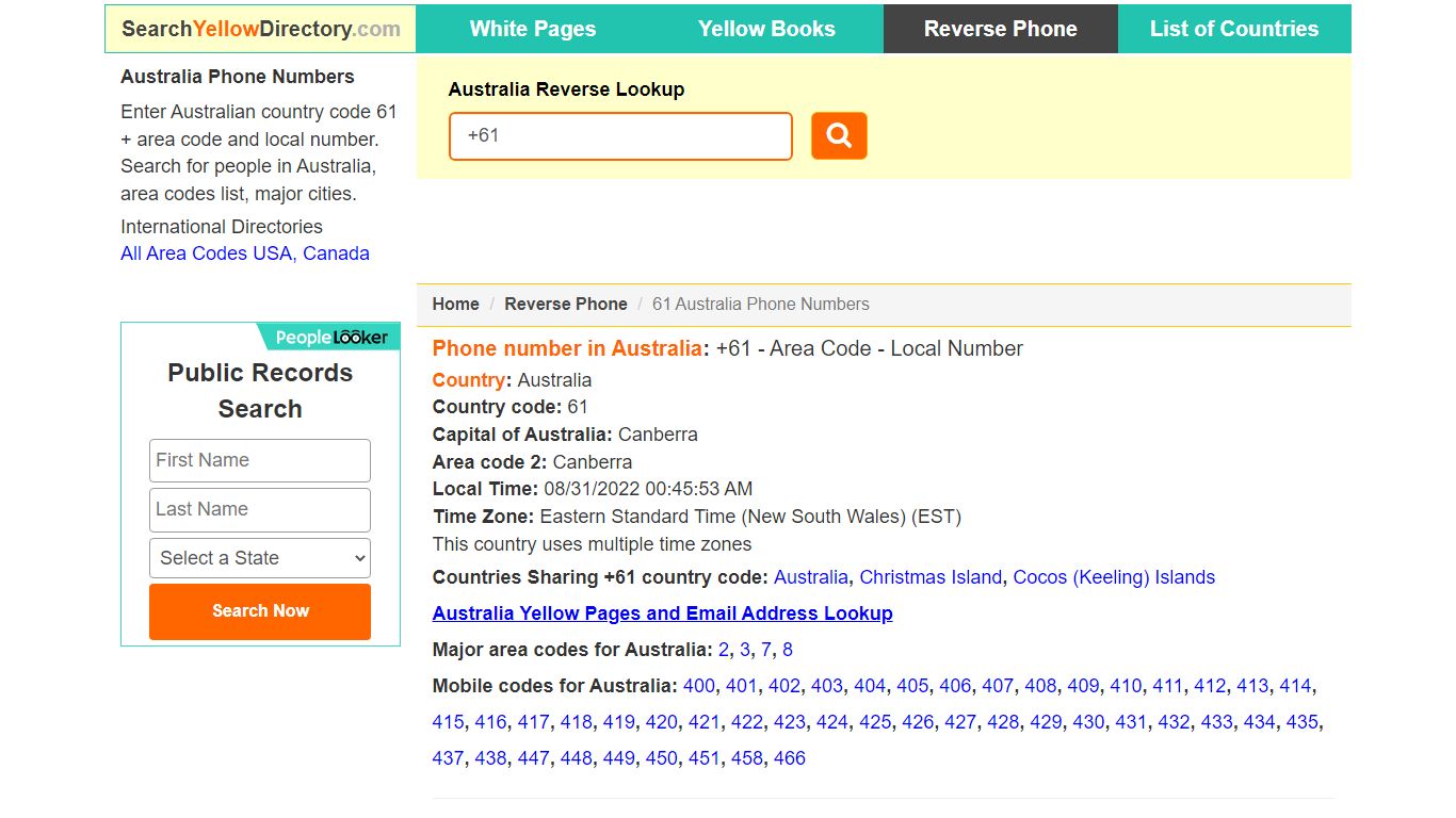 Australia Reverse Lookup 61, Phone Number Search